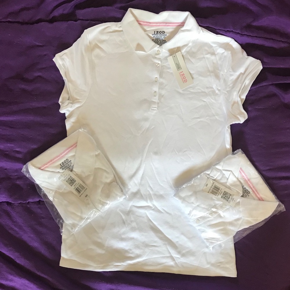 Lot of 3 NWT! Girls/Jr  (1X) White Uniform Polos.